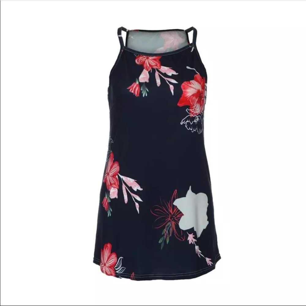 🏆Navy Floral Mini Dress - Picture 4 of 5